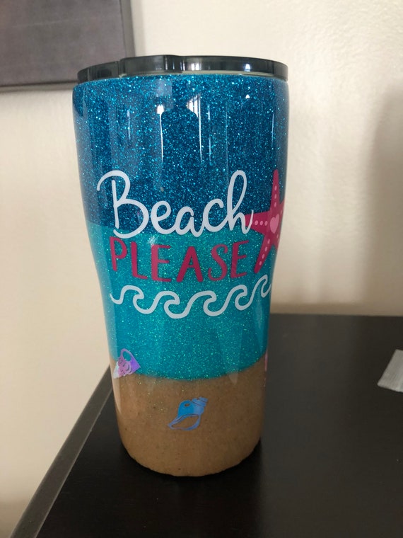 20 Oz Beach Please Design Stainless Steel Double Walled Etsy