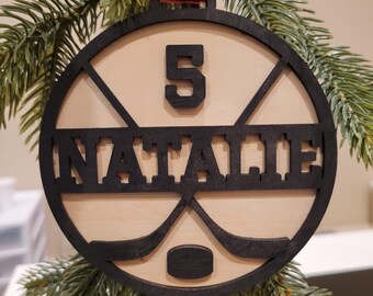 Hockey Christmas Ornaments, Personalized, Kids, Children, Ornament, Christmas Tree, Family Gathering, Family Gift, Jingle Bells, Holiday,