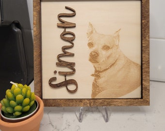 Pet Memorial 6x6" Wooden Square, Dog, Cat, Rabbit, Bird, Personalized, Wood, Ornament, Memory