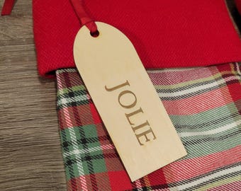 Christmas Stocking Tag, Personalized, Kids, Children, Ornament, Christmas Tree, Family Gathering, Family Gift, Jingle Bells, Holiday, Sock