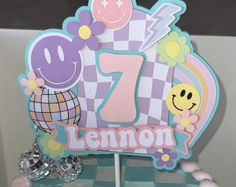 Groovy Style Birthday, Custom Cake Topper, FREE Local Pickup, Happy Birthday Toppers, Character Cake Toppers, Personalized, Cupcake Toppers