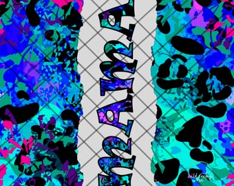 Tumbler Wrap MAMA Teal, Blue, Pink Leopard .png