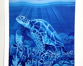 Inkjet blue turtle print 1