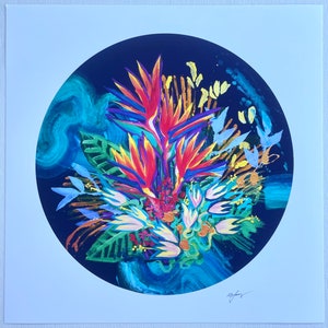 Birds of paradise floral inkjet fine art print
