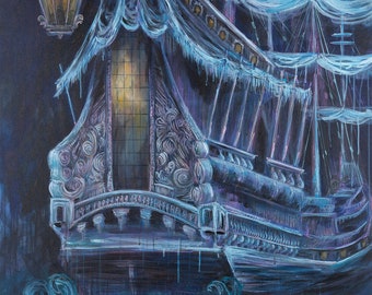 Midnight Queen Anne's revenge Blackbeard pirate ship fine art prints