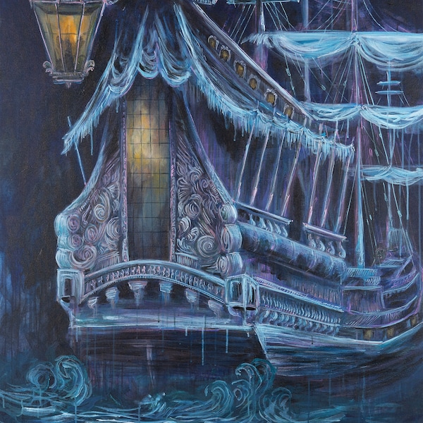 Midnight Queen Anne's revenge Blackbeard pirate ship fine art prints