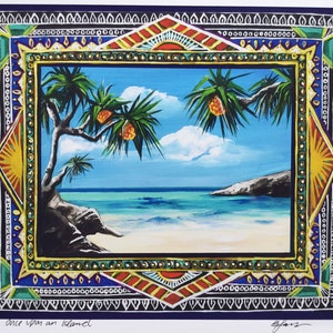 Once Upon An Island Sunny Screw Pine Beach Inkjet Print