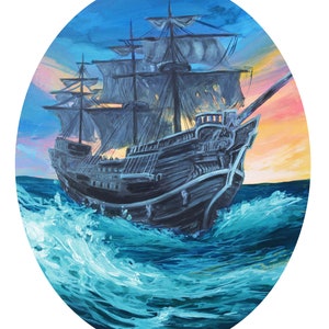 Pirate Ship Sunset Fine Art Print