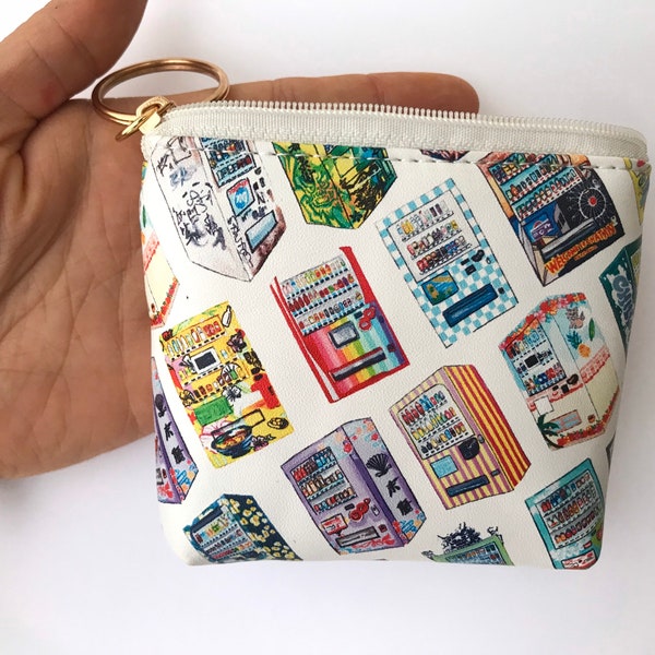 Coin purse vending machine pattern vegan leather