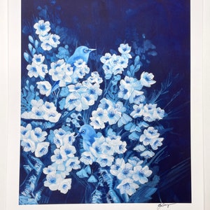 Inkjet print blossom blues dark blue 8x10