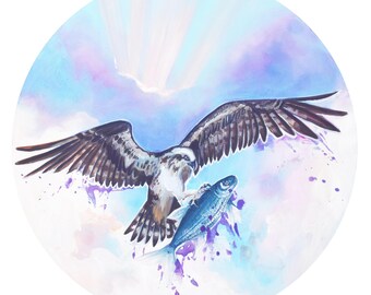 Impresión artística del águila pescadora halcón marino