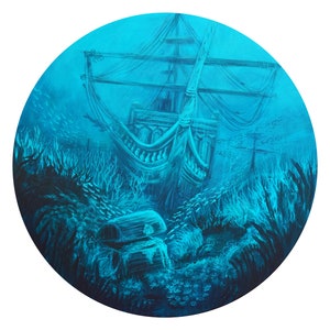 Impressão de belas artes de navio pirata afundado Watery Grave