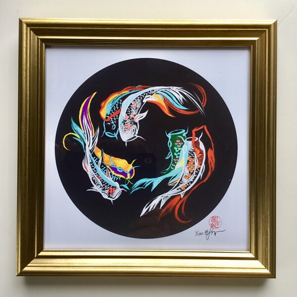 Black Circle Koi print