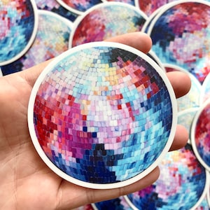 3” disco ball waterproof sticker