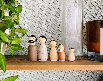 Personalized Peg Doll Wooden Family | Wooden Peg People | Eyes Only