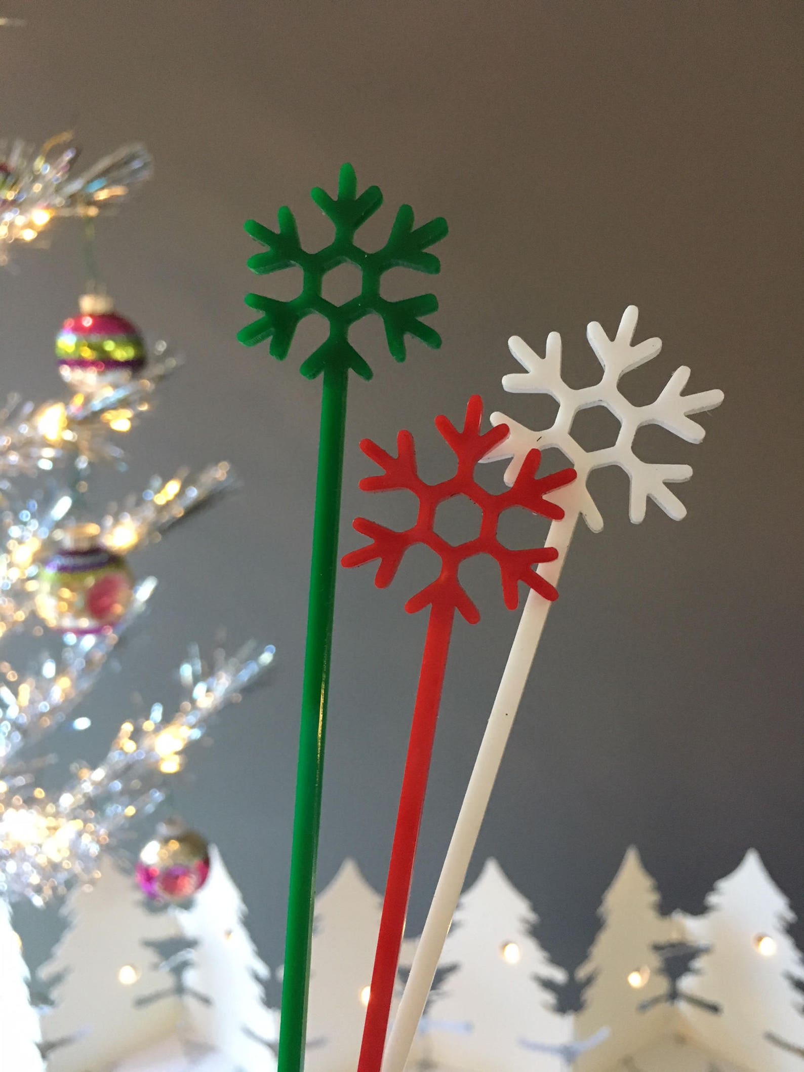 Snowflake Stir Sticks for Cocktails // Christmas Holiday | Etsy