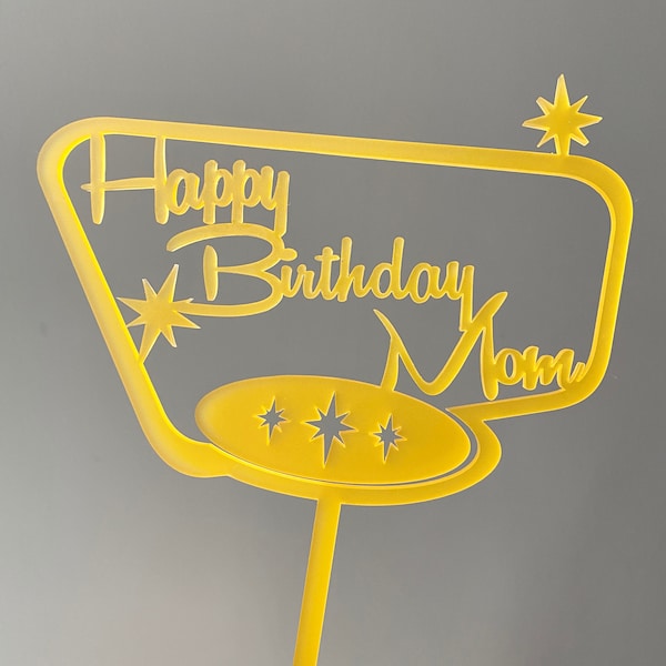 Mid Century Modern Birthday Cake Topper // Vintage, Atomic, Mad Men Style Cake Topper, Laser Cut Acrylic, Rose Gold Mirror