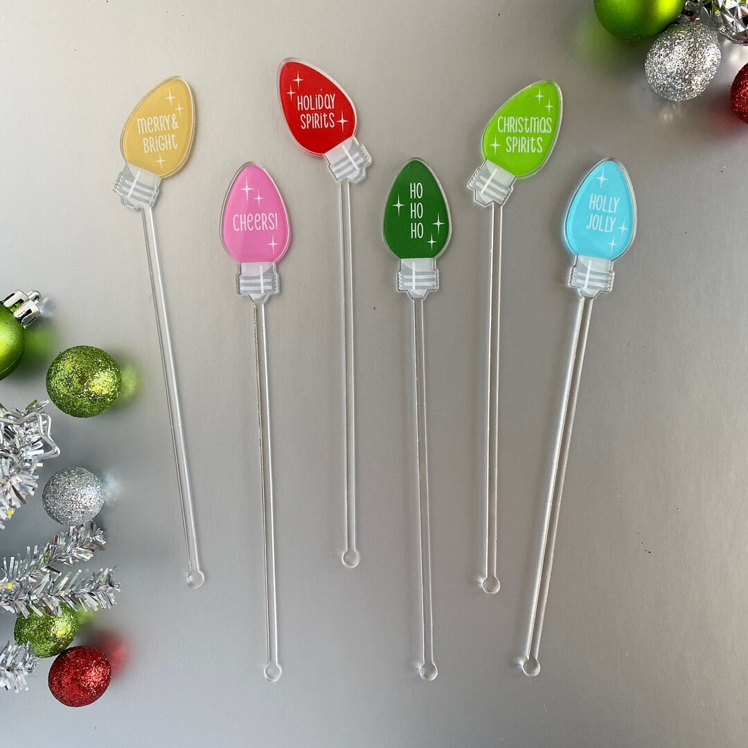 Vintage Christmas Lights Stir Sticks // Full Color Holiday Stir Sticks