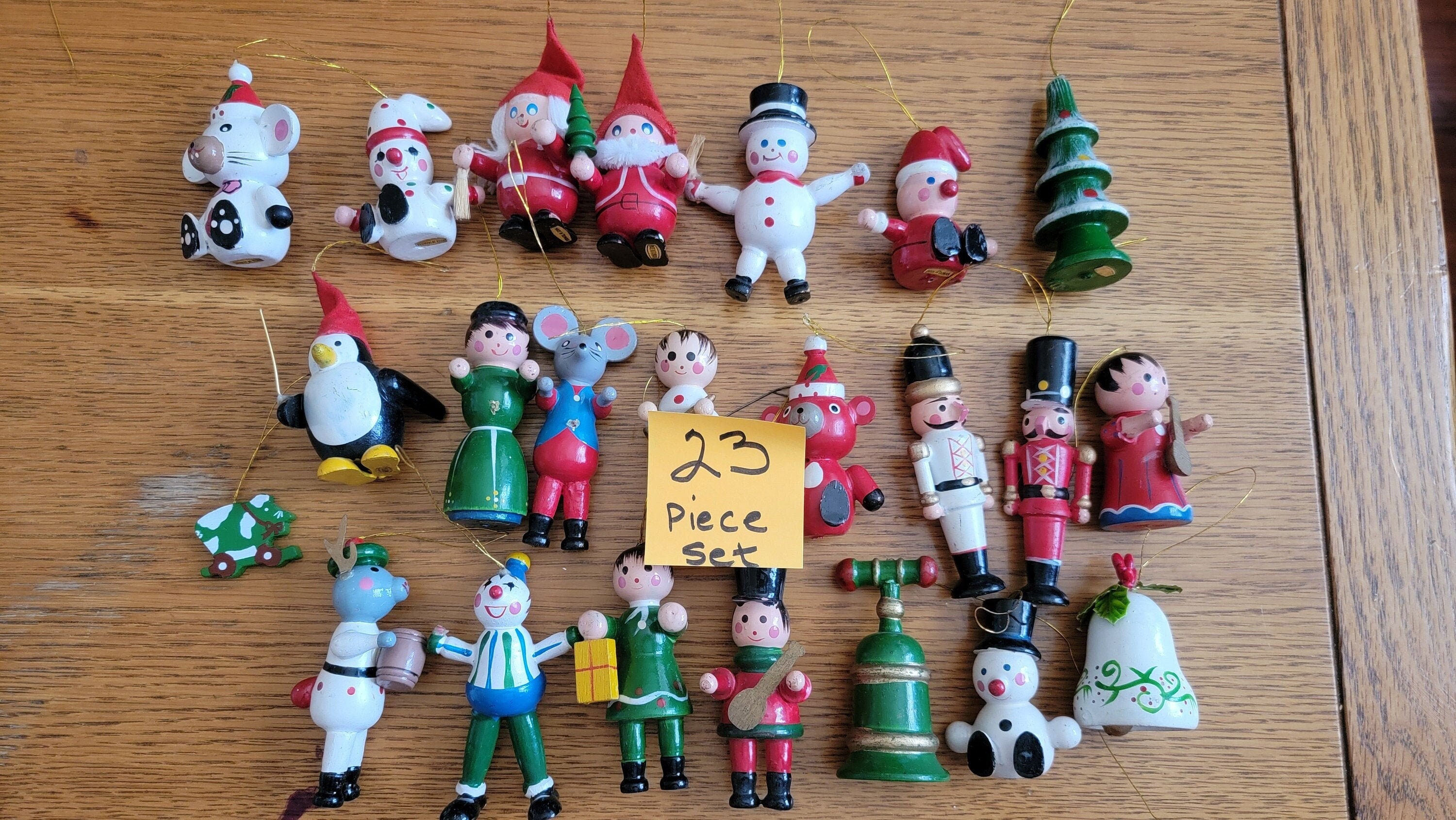 23 Piece Vintage Wooden Ornaments Set Made in Taiwan Christmas Etsy