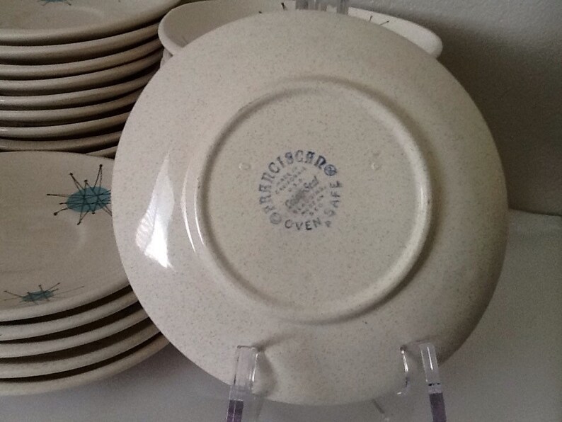 Mc Bean and Co Franciscan Atomic Starburst Earthenware Saucers Mid Century Atomic saucers. Gladding 1950-1960 California Pottery