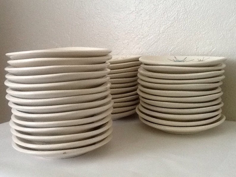 Mc Bean and Co Franciscan Atomic Starburst Earthenware Saucers Mid Century Atomic saucers. Gladding 1950-1960 California Pottery