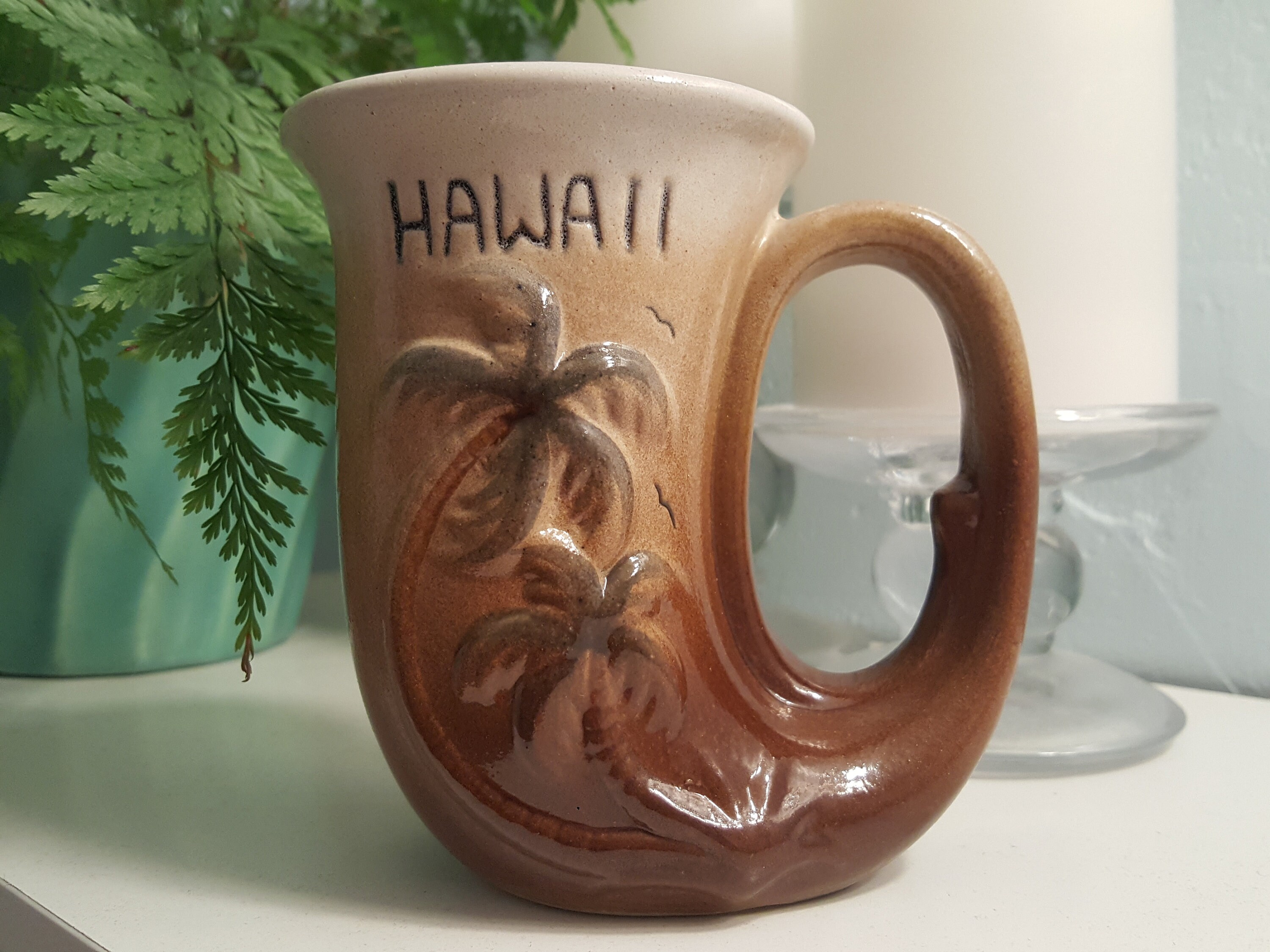 Vintage Hawaii Souvenir Hand Crafted Pottery Horn Mug Hawaiian Etsy