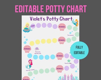Mermaid Potty Training Chart | Editable Reward Tracker (Digital Download)