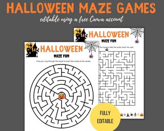 Laberintos de Halloween imprimibles, actividad para niños (descarga digital)