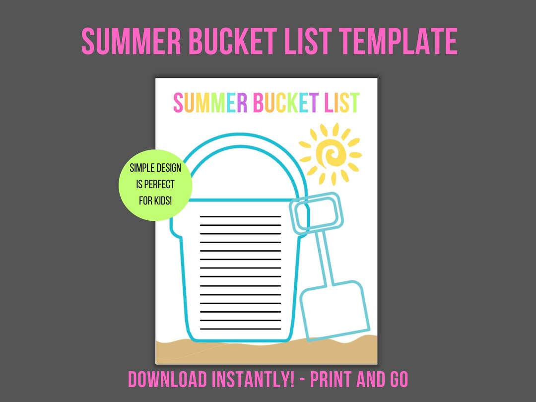 Printable SUMMER Bucket List for Kids | Kids Bucket List | Summer Fun ...