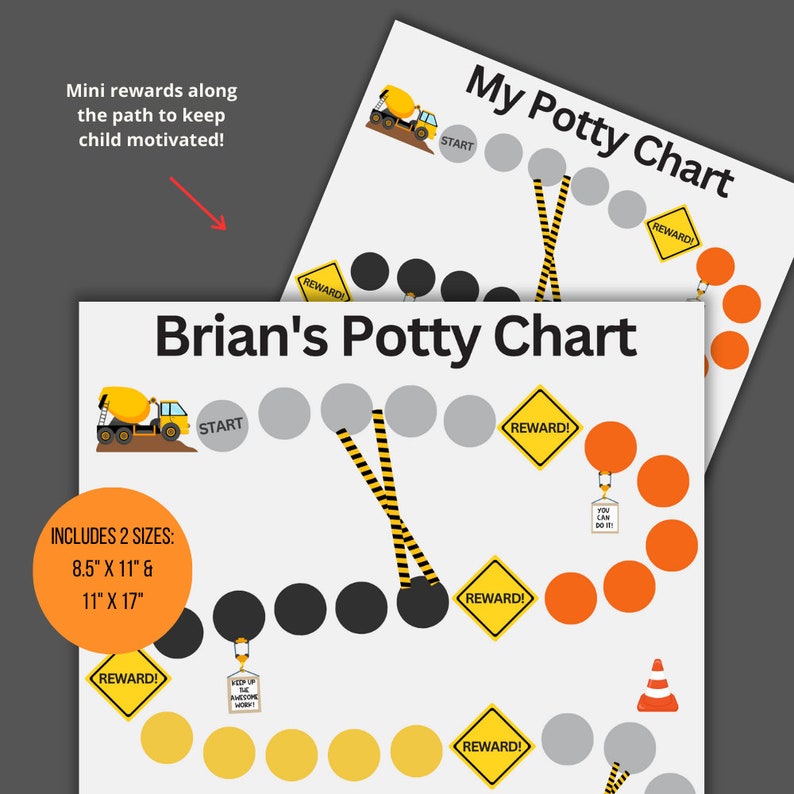 Editable Potty Chart | Printable Construction Potty Chart for Boys ...
