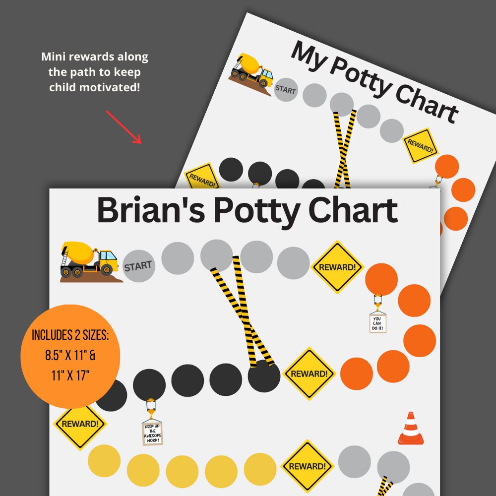 Editable Potty Chart | Printable Construction Potty Chart for Boys ...