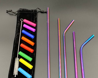 Stainless Steel Straws Rainbow Colorful Reusable Straw Yeti Straw Tumbler Straw Party Straw Eco Friendly Storage Toppers