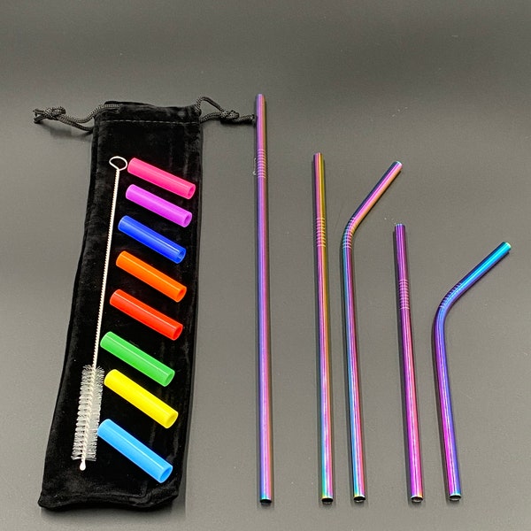 Stainless Steel Straws Rainbow Colorful Reusable Straw Yeti Straw Tumbler Straw Party Straw Eco Friendly Storage Toppers