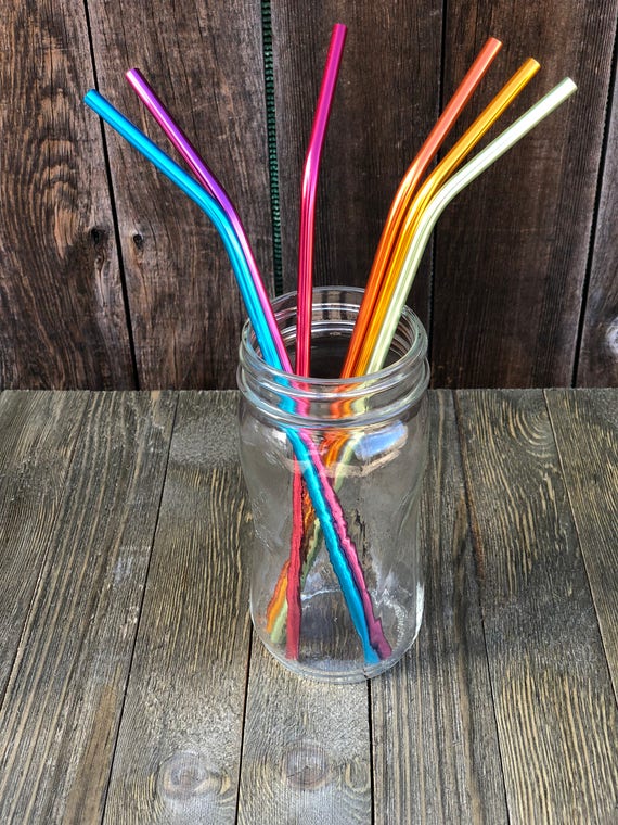 Tumbler Straws Rainbow Solid Colors Colorful Metal Reusable 