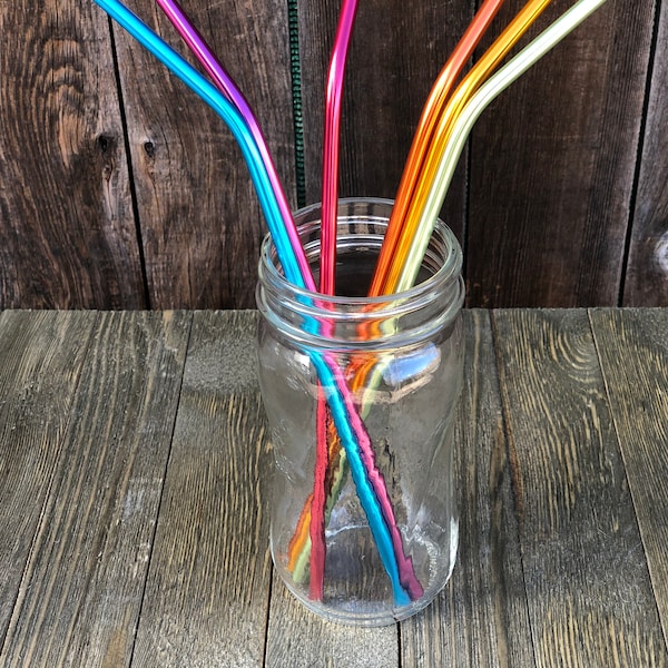 Tumbler Straws Rainbow Solid Colors Colorful Metal Reusable Straw Yeti Straw Tumbler Straw Party Straw Eco Friendly Extra Tall 10.5 inches