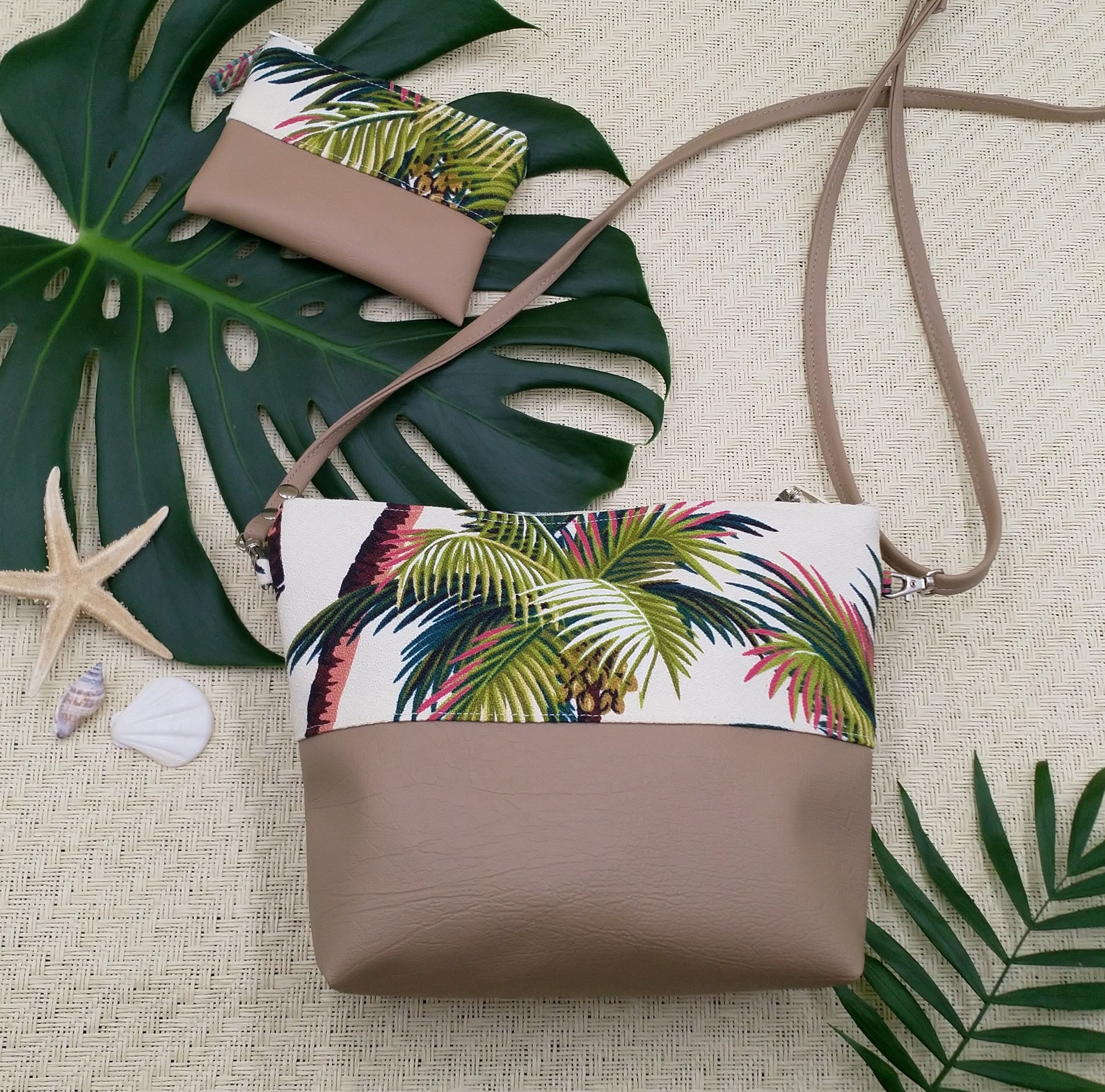 Palm tree Handbag and coin purse Tropical crossbody bag | Etsy