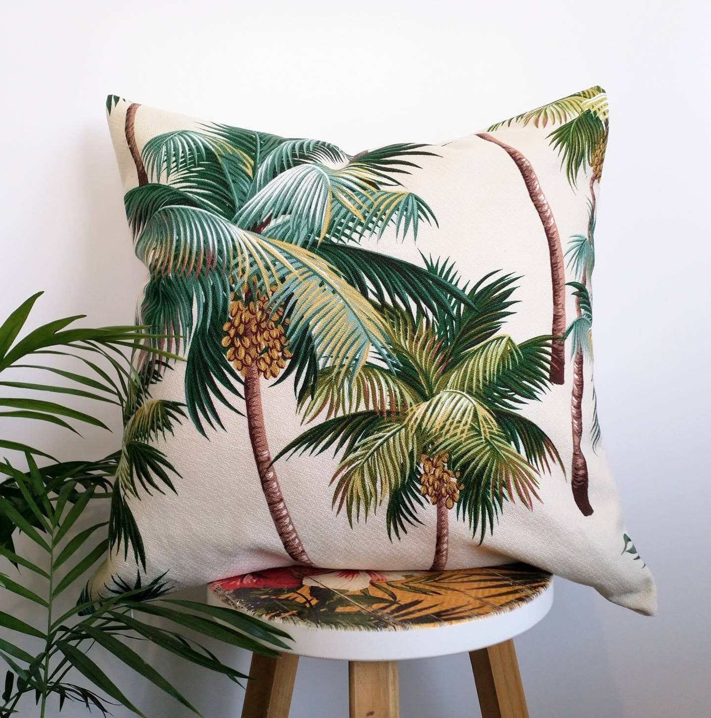 Palm Tree cushion cover Tropical Hawaiian Fabric Etsy