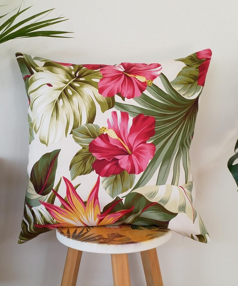 Tropical cushion cover Hawaiian pillow Coastal cushion Etsy