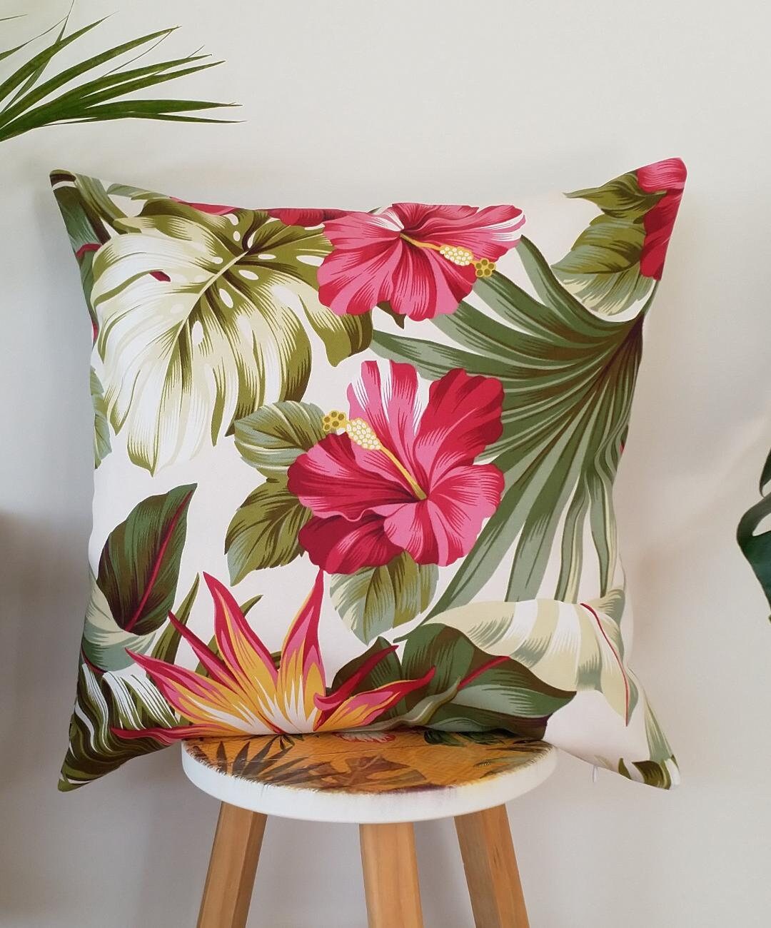 Tropical cushion cover Hawaiian pillow Coastal cushion Etsy