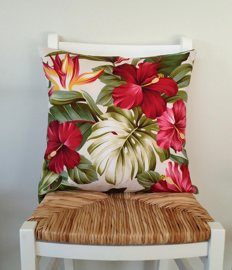 Tropical cushion cover Hawaiian pillow Coastal cushion Etsy