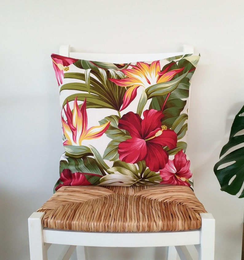 Tropical cushion cover Hawaiian pillow Coastal cushion Etsy