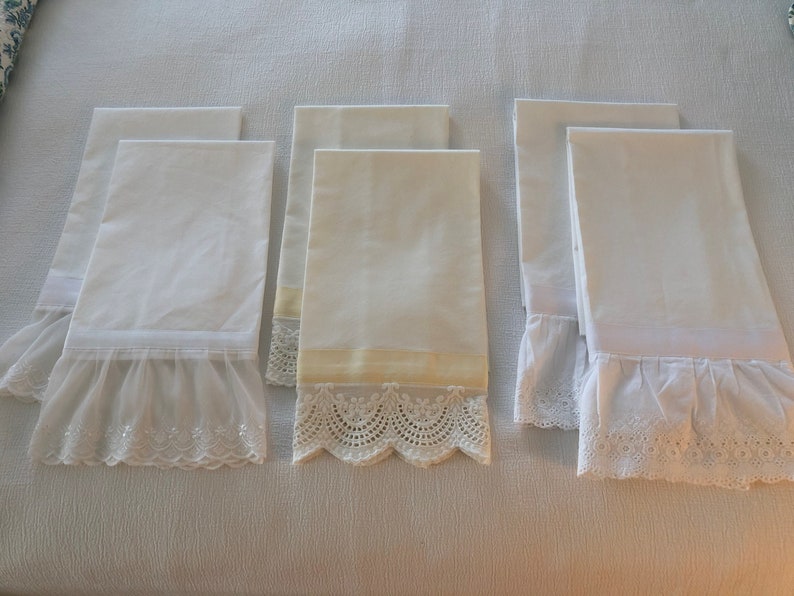 Scalloped Eyelet Trim Pillows Case Sold as a Pair Etsy