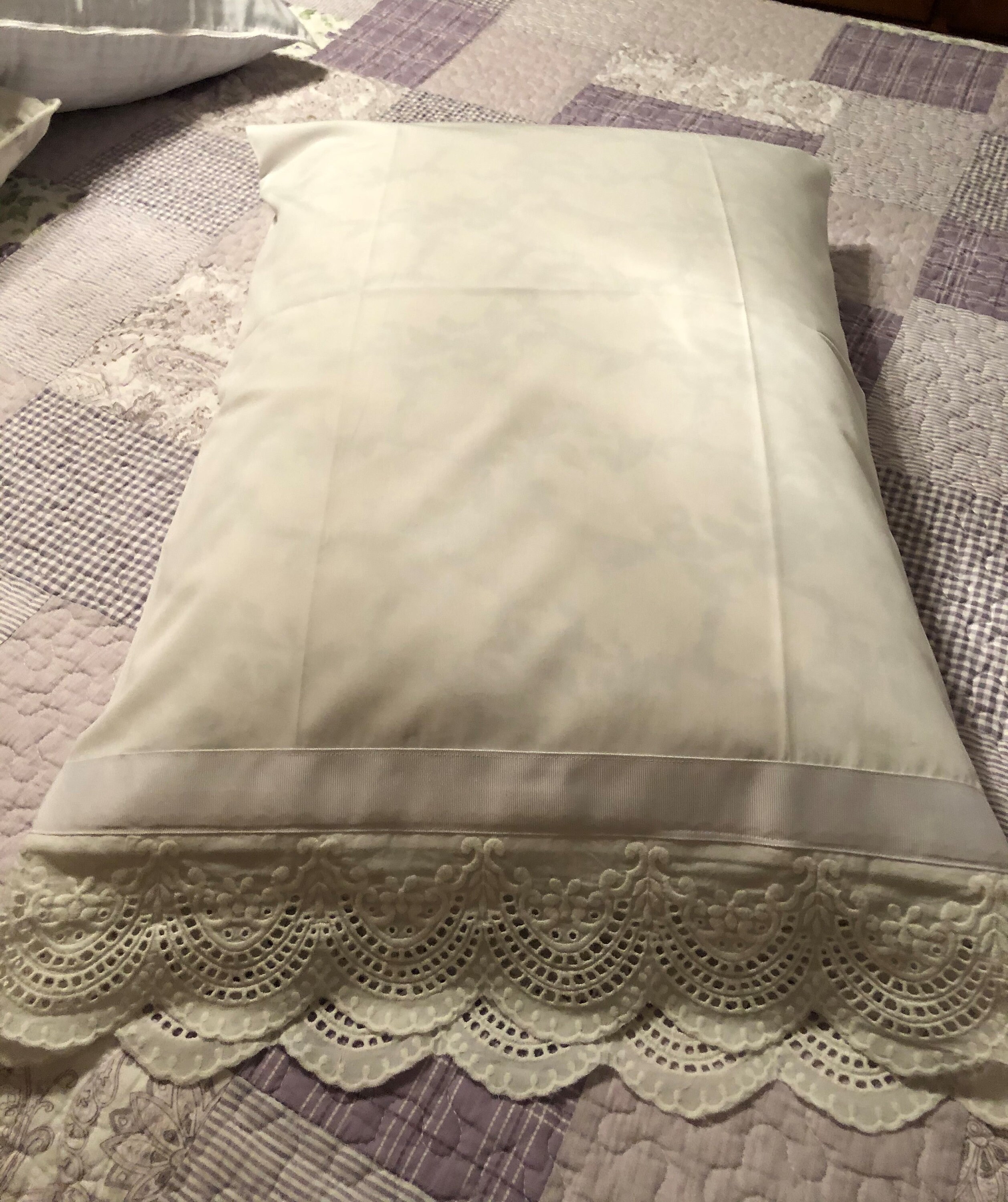 Scalloped Eyelet Trim Pillows Case Sold as a Pair Etsy