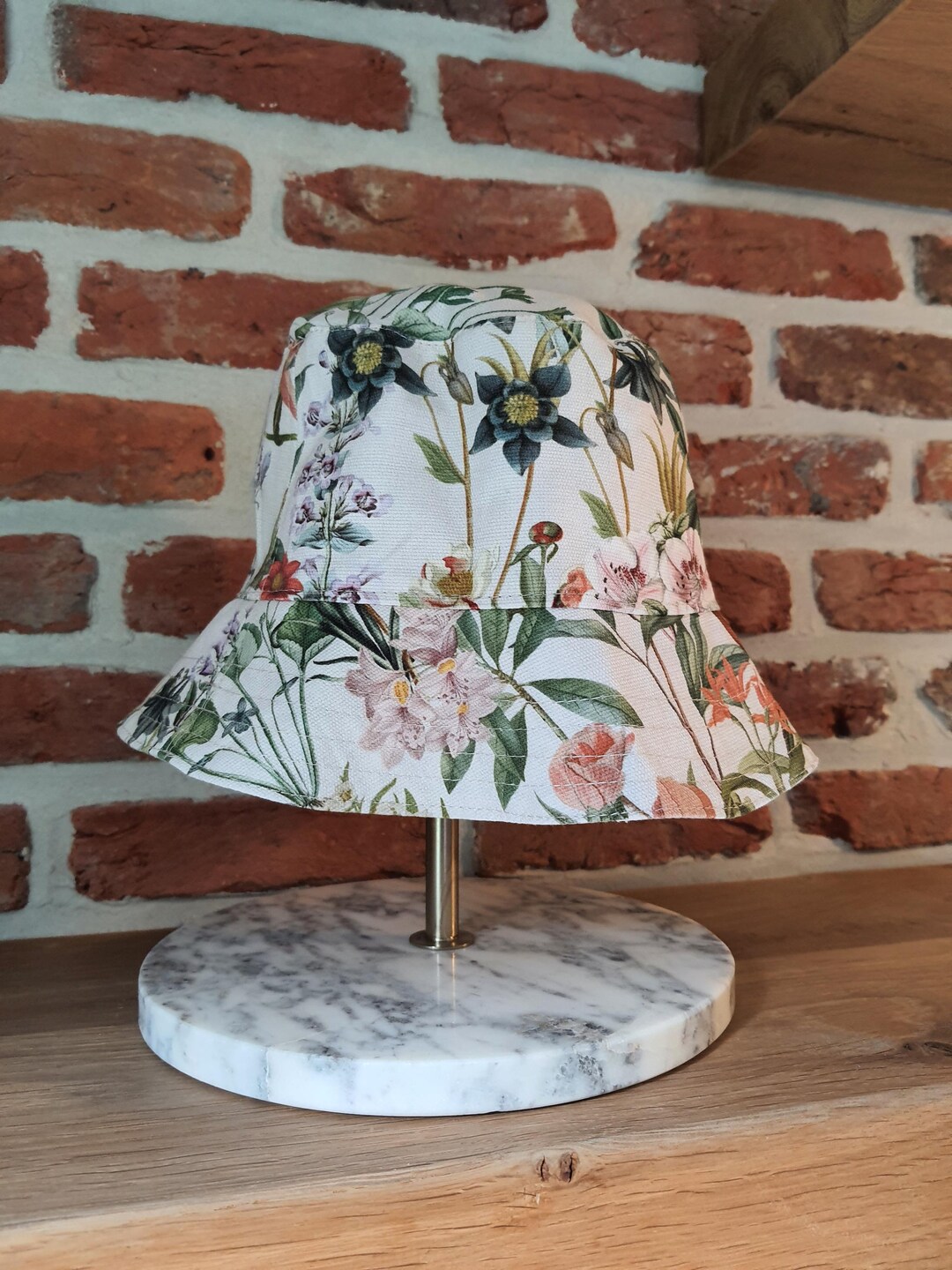 Handmade Botanical Floral Bucket Hat – Cotton Cottagecore  display picture 2