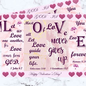 Bible Verse Valentine card christian valentines Valentine&#39;s day scripture cards religious valentine DIY  bible verse quote verse printable