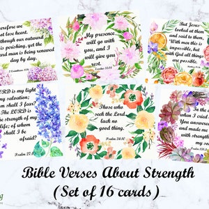 printable scripture memory cards bible memory verse cards Bible journaling cards christian cards scripture gifts bible verse Strength quotes