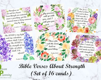 printable scripture memory cards bible memory verse cards Bible journaling cards christian cards scripture gifts bible verse Strength quotes