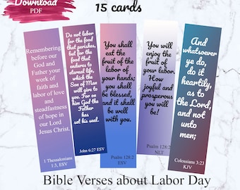 Labor Day bible verses cards, Scripture cards, Bible verses bookmarks, Printable bible journaling, Bible verse cards set, Prayer cards