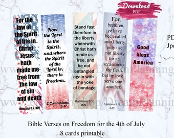 Independence day Bible verses cards, Christian 4th of July printable, Scripture July 4th, Christian cards July 4th, John 8:36