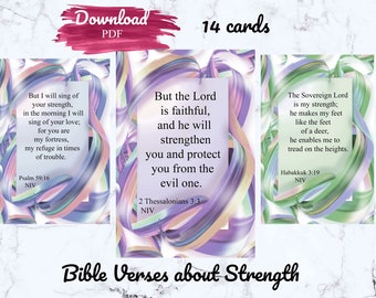 Bible verses cards, Bible verses about strength, Printable scripture cards, Christian bookmarks, Bible verses bookmarks, Memory prayer cards